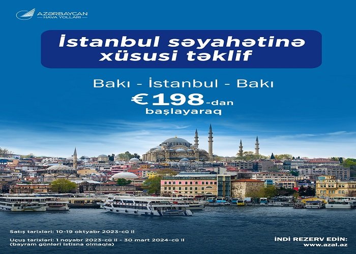 AZAL İstanbul reysləri üzrə xüsusi təklif təqdim edir