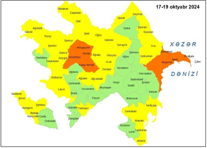 Küləkli hava şəraiti ilə bağlı sarı və narıncı xəbərdarlıq verilib