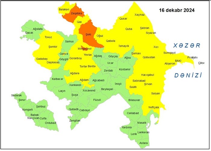 Küləkli hava şəraiti ilə bağlı sarı və narıncı xəbərdarlıq verilib