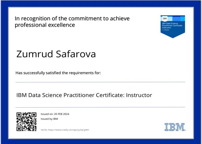 Naxçıvan Dövlət Universitetinin əməkdaşları IBM-in təlimçi sertifikatını əldə ediblər -