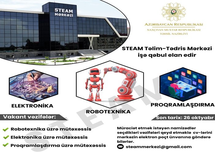 STEAM Təlim-Tədris Mərkəzində sənəd qəbuluna start verilir